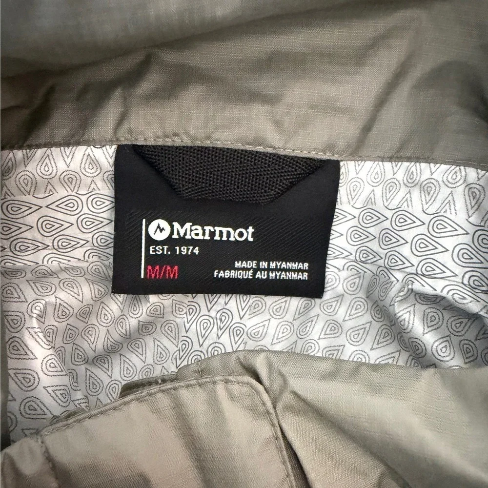 Marmot PreCip Eco Rain Jacket Women Medium Green Hooded Shell Outdoor Gorpcore